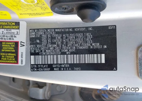 2011 Toyota Venza Base V6 from USA, damaged, VIN 4T3BK3BB3BU053597